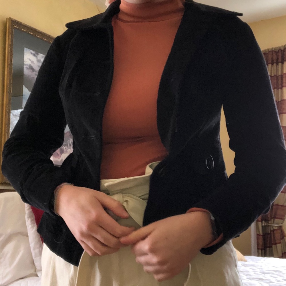 talbots black velvet jacket